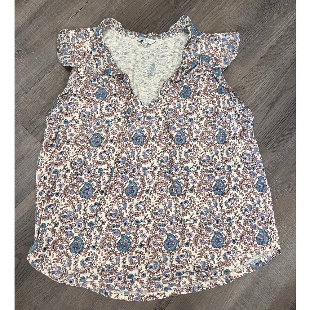 Lucky Brand Paisley Flutter Sleeve Top